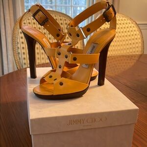 Jimmy Choo Yellow Strappy Heels